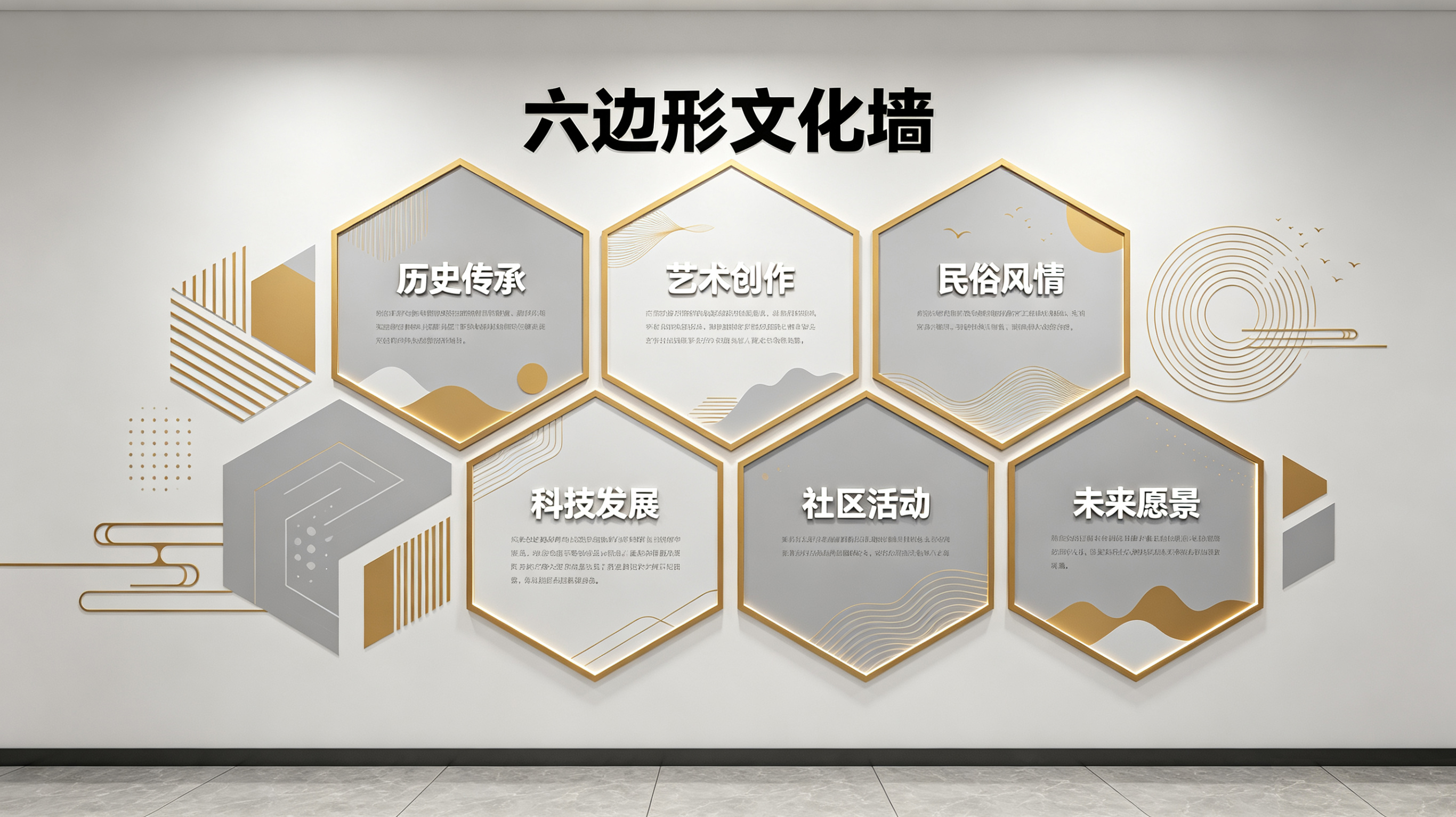 修文企业文化墙 | 六边形信息美学